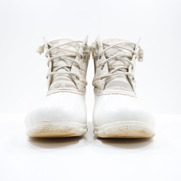 Sperry Syren Gulf Ivory Canvas & Rubber Rain Duck Boots - Women's 9 - Picture 2 of 7